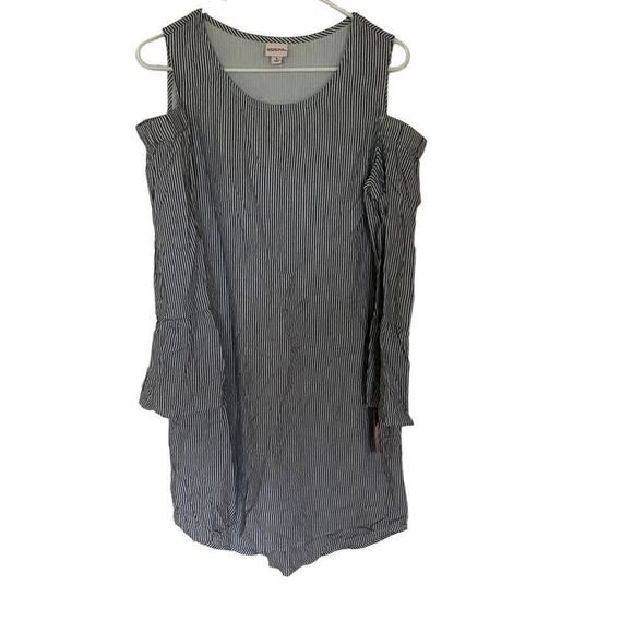 Merona striped cold shoulder long sleeve dress small - Picture 1 of 5